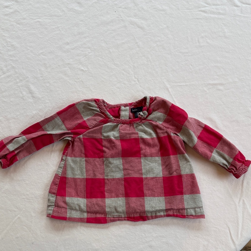 GAP Red and Gray Checkered Kids Blouse